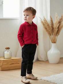 Souflis Souflis 男童罗纹针织长袖衬衫+罗纹休闲裤套装（2件套），春秋季