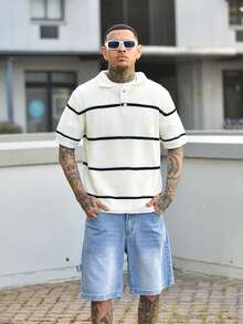 Devon Thys Men's Casual Solid Color Pullover Sweater With Hollow Button Knitted Top - White - View 6
