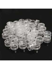 30pcs 3/5 Gram Sample Containers Empty Plastic Cosmetic Pot Jars For Eye Shadow Nails Powder Jewelry Cosmetic Lip Balm Lip Gloss Cream Lotion , Tiny Sample Jars, Transparent Round Plastic Small Box Storage Lip Balms, Lotion, Powder - Clear - View 4