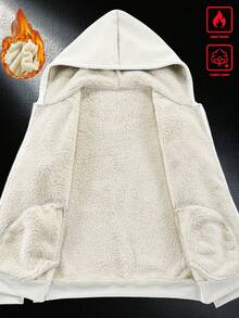 Manfinity Homme 男士长袖连帽保暖休闲立领抓绒卫衣，男士休闲连帽衫，拉链保暖内衬男士连帽衫，男士街头风拉链卫衣，适合日常休闲、周末旅行、户外活动、探险旅行、轻松的工作环境或半正式场合，也是送给男友/丈夫、周年纪念日/生日、派对、圣诞节和新年等场合的理想礼物。 - 杏色 - 查看 3
