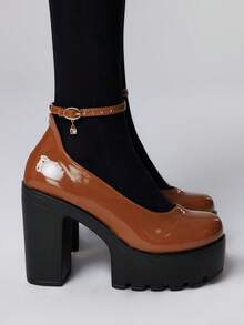 ROMWE Sapatos de Salto Alto Femininos Elegantes, Versáteis e à Prova d'Água - Amarelo - Visão 4
