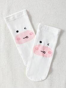 SHEIN 新生兒可愛牛主題連身衣套裝，眨眼吐舌設計，波點帽子與襪子，黑白配色，秋季兄弟姊妹同款可愛嬰兒套裝 - 彩色 - 查看 6