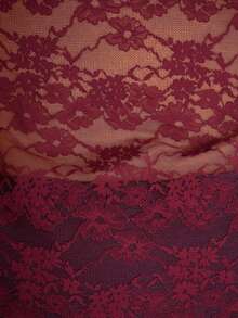 Lavishia Women's Lace Round Neck Fitted Flare Sleeve Top - Burgundy - View 8