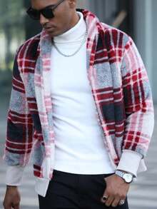 Manfinity CasualCool جاكيت كاجوال للرجال ذات طبعة مبيعات رائجة. مناسبة للارتداء اليومي، جاكيت رجالية مناسبة لعيد الميلاد، رأس السنة، الحفلات، العشاء، جاكيت شتوية دافئة للمدينة بطبعة مربعات ملونة بأكمام طويلة بطراز أمريكي، هدية للأصدقاء والأزواج والأحباء - متعدد الألوان - مشاهدة 4