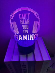 1pc Night Light(Can't Hear You I'm Gaming), 7 Color Variations, Game Player Gift Game Decoration Room Birthday Christmas Party Supplies - 1PC - View 9