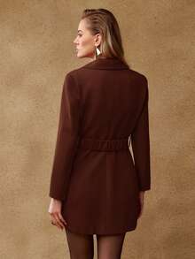 MOTF PREMIUM STRUCTURED SHORT BLAZER DRESS, AUTUMN/WINTER - Rust Brown - View 3