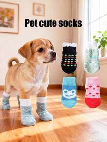 PETSIN Anti Slip Skid Bottom Lovely Puppy Dogs Pet Knits Socks Cute Pet Fashion Pets Dogs Socks For Cats Dog Toy Supplies