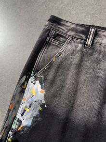 ROMWE MEN Men's Loose Fit Pocketed Wide Leg Casual Jeans - Black - View 3