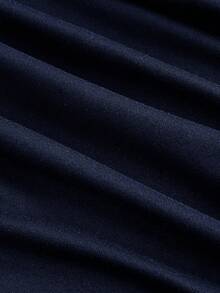 SHEIN MOD 3 chiếc áo thun nữ cổ tròn tay loe xếp ly màu trơn - Màu xanh hải quân - Xem 4