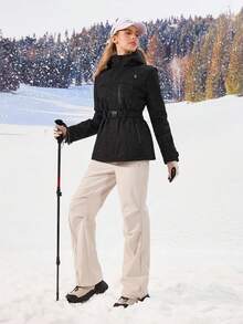 OutZeal 女士滑雪夹克 户外夹克 黑色 冬季滑雪 露营 保暖 绗缝 防风 防水 户外上衣 - 黑色 - 查看 11