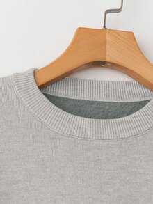 Franclia 女士修身圆领保暖长袖毛衣 - 淺灰色 - 查看 5