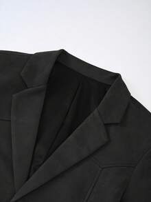 Manfinity Nomadique 男士麂皮领休闲西装外套，秋冬款 - 黑色 - 查看 4