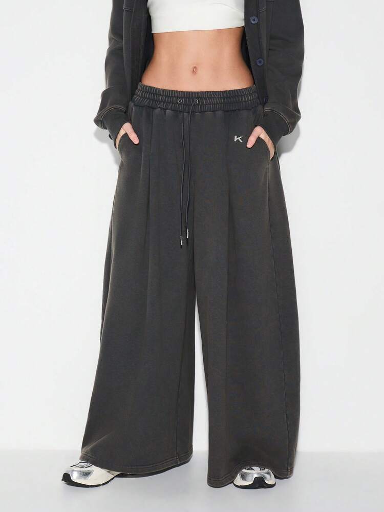 KIZN Wide Leg Sweatpants With Drawstring Waist