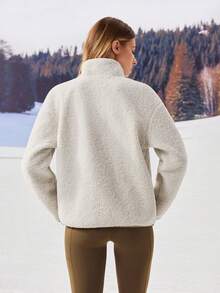 OutZeal 女士柔软保暖抓绒立领口袋拉链外套户外抓绒徒步露营秋冬季 - 米色 - 查看 8