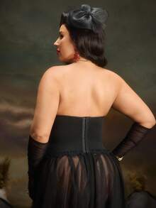 PinupPomp 1 miếng lót ren eo cỡ lớn cho nữ - màu đen - Xem 5