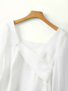 GlowEve CURVE Plus Size Women's Elegant Collared Chiffon Patchwork Long Sleeve Cinched Waist Blouse, Autumn/Winter