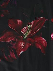 SHEIN MOD Đầm slip lưới in hoa màu đỏ, trang phục đi du lịch biển cho nữ, đầm, đầm thanh lịch, đầm dạ hội, đầm đỏ cho nữ, đầm hẹn hò. - màu đen - Xem 3