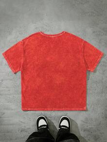 Astro Boy X SHEIN Camiseta de manga corta de cuello redondo con gráfico de letra y figura de dibujos animados para hombre - Blanco - Ver 2