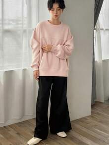 FRIFUL 女士宽松插肩袖圆领卫衣 - 粉色 - 查看 5