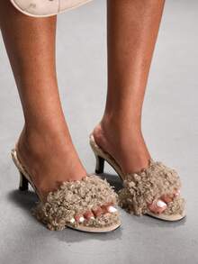 CUCCOO SZL Sandalias de tacón con punta abierta de moda casual para mujer - Albaricoque - Ver 1