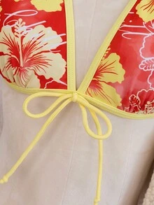 Bellisia Bộ bikini 3 mảnh họa tiết hoa cho lễ hội âm nhạc bãi biển mùa hè dành cho nữ - Nhiều màu - Xem 4