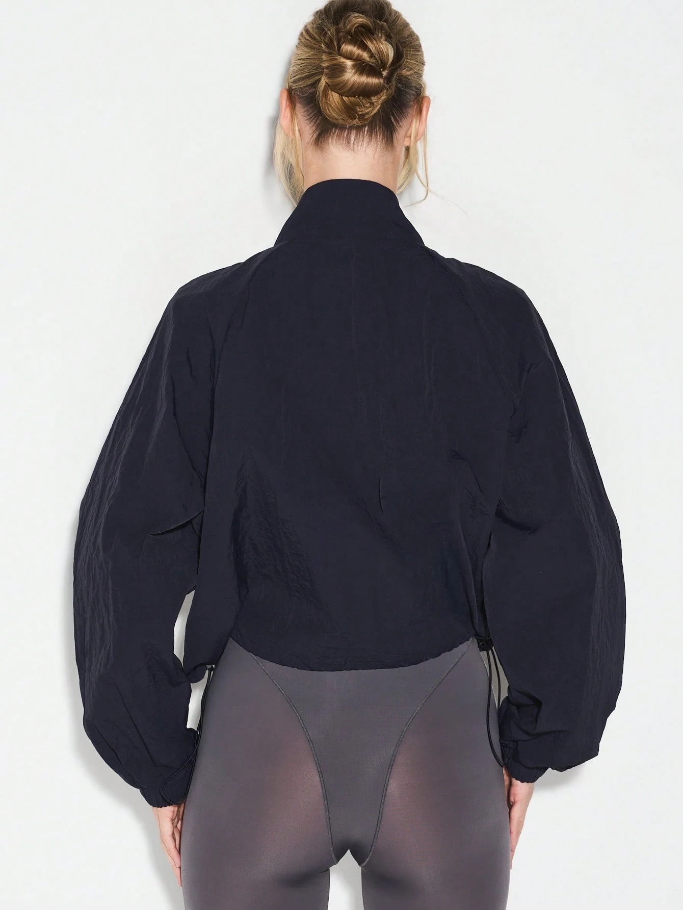 KIZN ドローストリング付きネイビージップアップスポーツジャケット