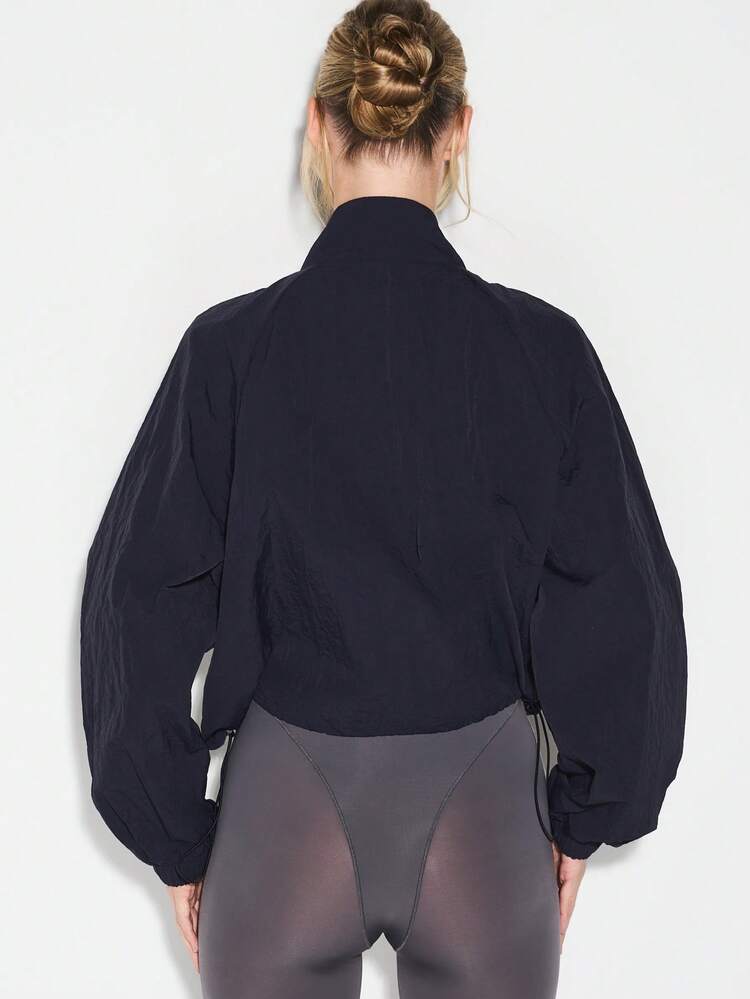 KIZN Navy Zip Up Sports Jacket With Drawstring