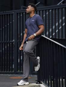 Heavens Edit Men's Summer Slogan Pigeon Print Short-Sleeved Round Neck Casual Commuter T-Shirt, Emo - Navy Blue - View 1