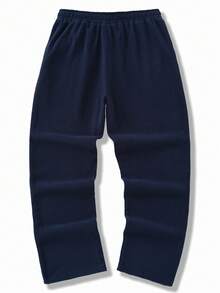 Manfinity CasualCool 男士藏蓝色抓绒休闲裤，冬季款 - 藏蓝色 - 查看 2