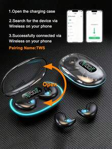 Teckwe 1 Wireless Sleep Earphone In Ear With Ultra Long Battery Life, Digital Display Supporting Music, Dual Sided Stereo, Fingerprint Control, Voice Suitable For Both Boys And Girls, Cool Breathing Light With Three Color Options 150mAh - Multicolor - View 6