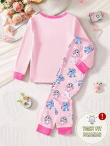 少女睡衣套装，粉色可爱兔子印花上衣，撞色领口和袖口，搭配同款印花长裤，修身版型，建议选购大一码。 - 粉色 - 查看 2