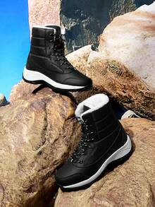 OUTDOORSY Giày bốt đi tuyết đế dày đa năng thời trang dành cho nữ, mùa đông - màu đen - Xem 2