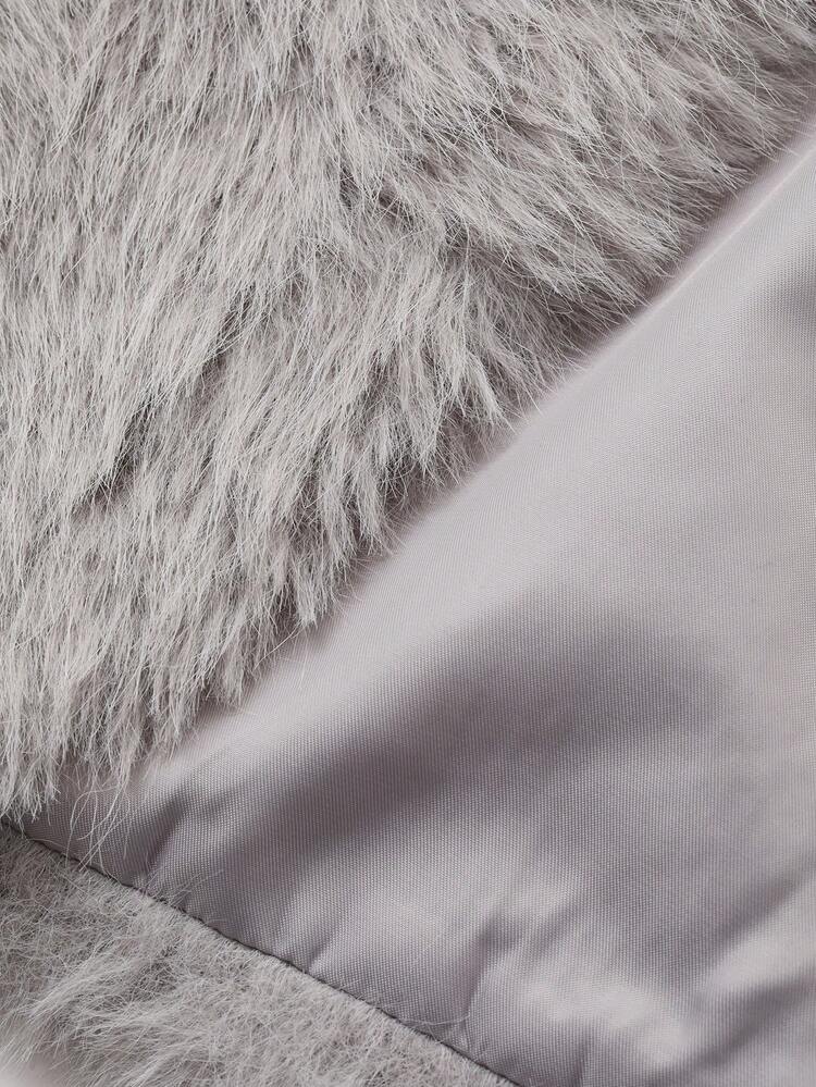 Tween Girls' Solid Color Casual Loose Faux Fur Vest, Autumn/Winter