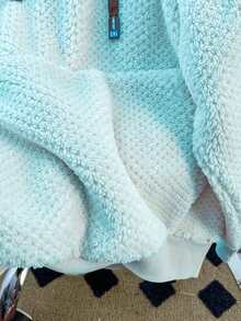 INAWLY Plus Size Women's Solid Color Long Sleeve Fleece Drawstring Hooded Sweatshirt, Autumn/Winter - Baby Blue - View 4