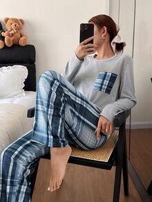 Dream Adore 休闲格子印花女士长袖睡衣套装 - 彩色 - 查看 4