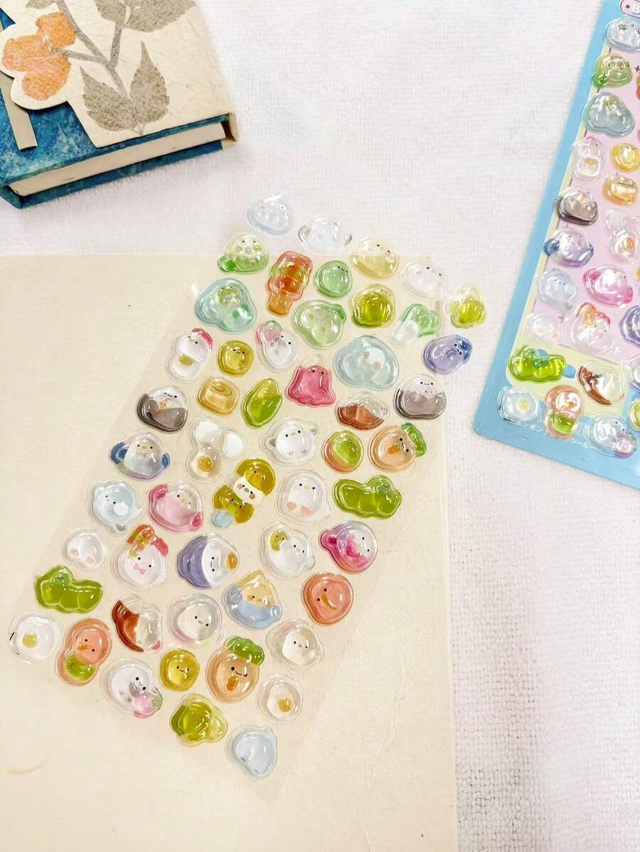 Zazumi 1 miếng dán hình động vật hoạt hình 3D - Trang trí hoàn hảo cho điện thoại để thêm phong cách đáng yêu - Nhiều màu - Xem 1