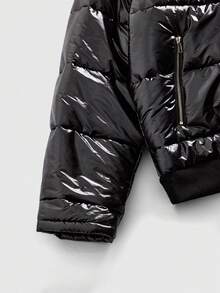 ROMWE MEN Street Life Spring Casual Graphic Men'S Hooded Fuzzy Spider Web Embroidery Loose Winter Jacket - Black - View 4