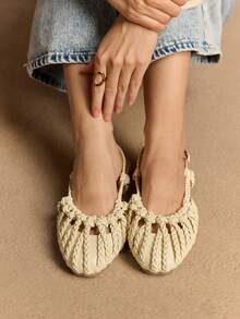Rosivie 女士手工编织罗马平底凉鞋，闭趾踝带搭扣，适合派对、活动、度假，性感沙滩平底鞋 - 米色 - 查看 12
