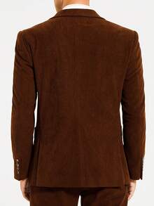 Manfinity Mode Men's Solid Color Lapel NeckLong Sleeve Casual Corduroy Blazer - Brown - View 2