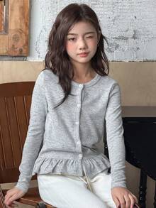 DAZY Tween Girls Crew Neck Long Sleeve Knit T-Shirt, Fall