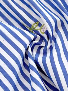 Soleia 女士春夏度假嘉年华邮轮水彩印花扭结露背连体裤，宽松版型，适合派对、约会、情人节、叠穿 - 藍白色 - 查看 8