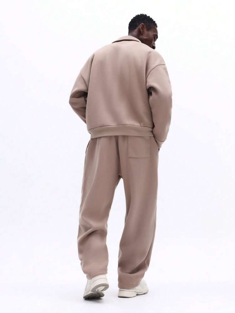 Pleated Sweatpants With Collared Polo Sweatshirt Set