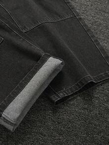 Manfinity EMRG Quần jean ống đứng dáng rộng cạp cao thời trang nam - màu đen - Xem 11