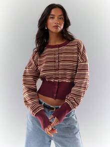 Glamine Cardigan court à épaules tombantes pour femmes, automne/hiver, hiver pour femmes, pulls femme, cardigans courts, hauts en tricot, cardigans femme