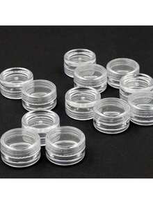 30pcs 3/5 Gram Sample Containers Empty Plastic Cosmetic Pot Jars For Eye Shadow Nails Powder Jewelry Cosmetic Lip Balm Lip Gloss Cream Lotion , Tiny Sample Jars, Transparent Round Plastic Small Box Storage Lip Balms, Lotion, Powder - Clear - View 5