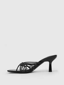 CUCCOO SZL Women's Fashion Versatile Commuter Twist Heeled Sandals - Black - View 4