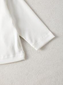 新生儿白色长袖T恤，百搭亲肤，简约风格，舒适上衣，多件装 - 白色 - 查看 8