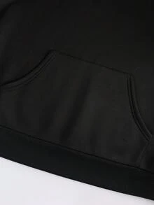 GlowEve CURVE 大码女式抽绳口袋休闲连帽卫衣，荷叶边装饰，长袖 - 黑色 - 查看 4