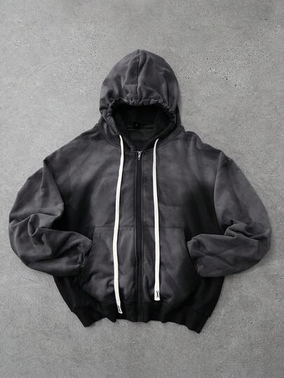 Street Life Men's Vintage Washed Zebra Print Cardigan Sweatshirt, Suitable For Everyday Wear In Autumn/Winter