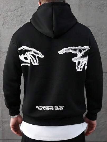 SLATEMANN 1 件男士宽松图案印花拉链连帽衫，带抽绳，拉链基本款长袖连帽运动衫，适合朋友、丈夫、男朋友的礼物，适合秋季